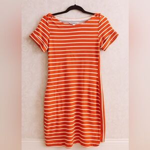 Tommy Bahama Vibrant Orange and White Striped Dress with pockets